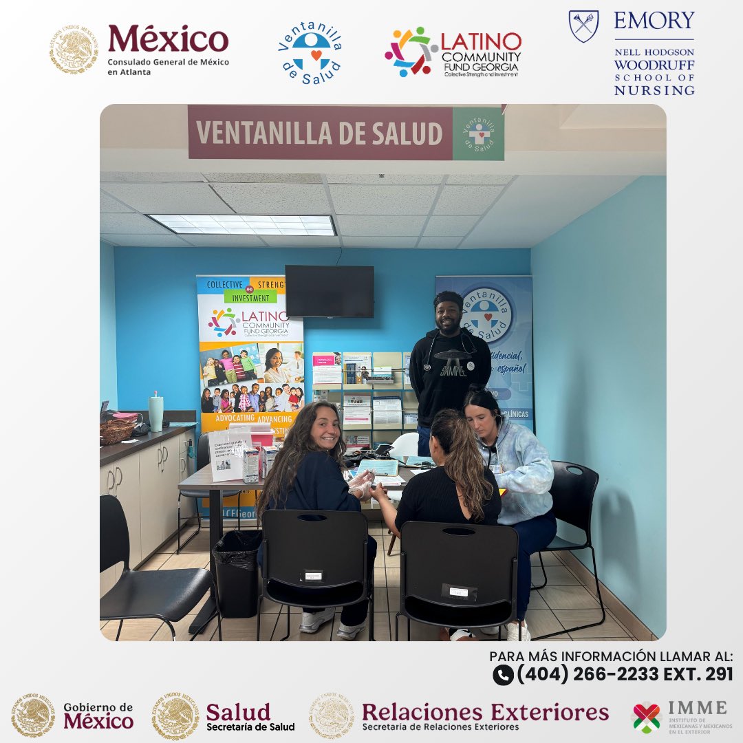✅ Hoy en la Ventanilla de Salud de #TuConsulMexAtl realizamos pruebas GRATUITAS de glucosa 💉, presión arterial 💓 y A1C 🧪.
👩‍⚕️ Gracias al apoyo de nuestros aliados, seguimos cuidando la salud de nuestra comunidad.💚
 <a href="/LCFGeorgia/">Latino Community Fund Inc.</a> 
 <a href="/IME_SRE/">IMME</a>