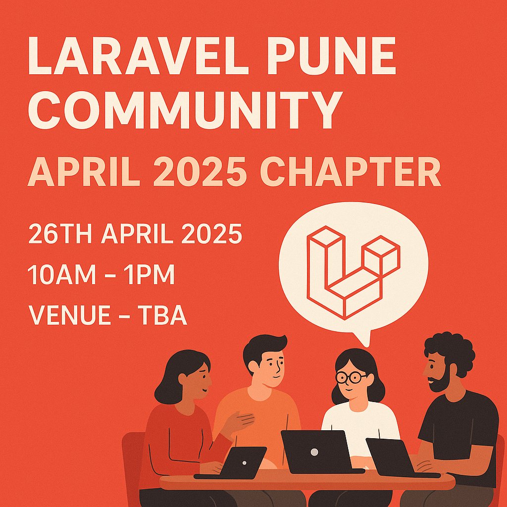 laravel_pune's tweet image. 📢Laravel Pune Community - April 2025 Chapter!
Let’s gather, connect, and talk Laravel!
Date: 26th April 2025
Time: 10 AM – 1 PM
Venue: TBA
Whether you’re a seasoned artisan or just starting out — all are welcome!
Registration Link: 👇
#Laravel #Pune #Meetup #LaravelPune