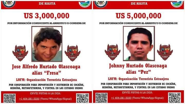 lacalledelasoci's tweet image. 🇺🇲 | Estados Unidos ofrece recompensa de 8 millones de dólares por #ElFresa y #ElPez líderes de La Nueva Familia Michoacana
