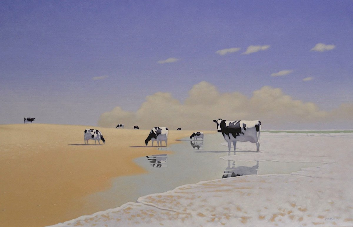 Cows appear cleverer than they are, as they know to keep their mouths shut at the right times.   #fineart #contemporaryart #myart #dairycows #cowart #commissions #Holstein #dairy #surrealism #absurdism #artsales