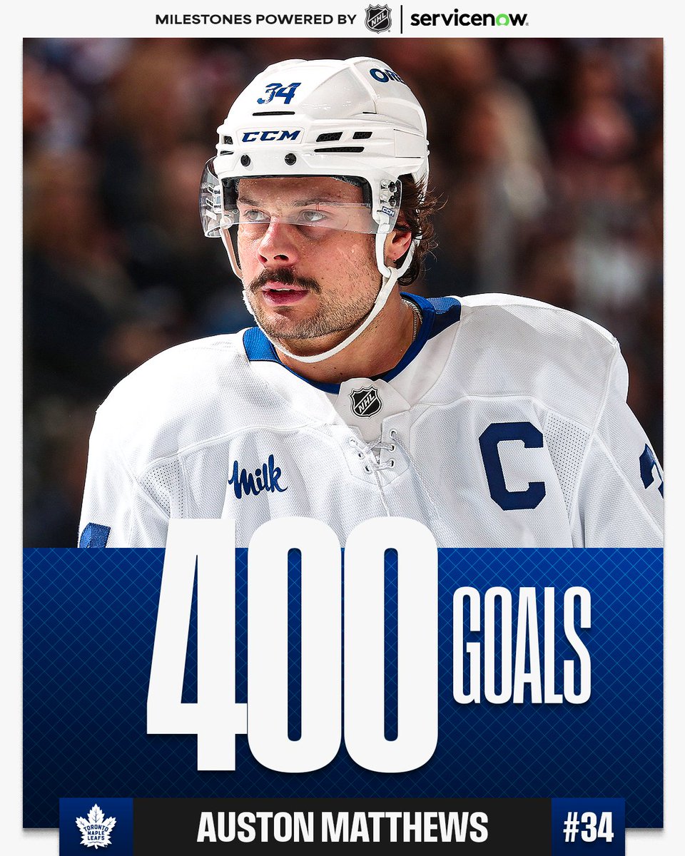 NHL's tweet photo. Congratulations to Auston Matthews on this incredible milestone! 🍁

Milestones by @ServiceNow https://t.co/sMeCrUFrxh