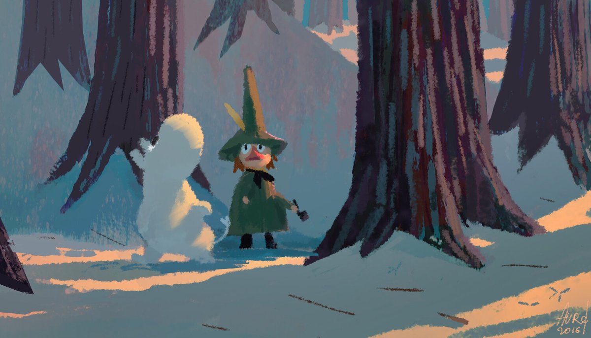 ani_obsessive's tweet photo. Visual development art by Aurélien Predal for Moominvalley (2019–), dir. Steve Box, Gutsy Animations https://t.co/0KgnuMRJ1U