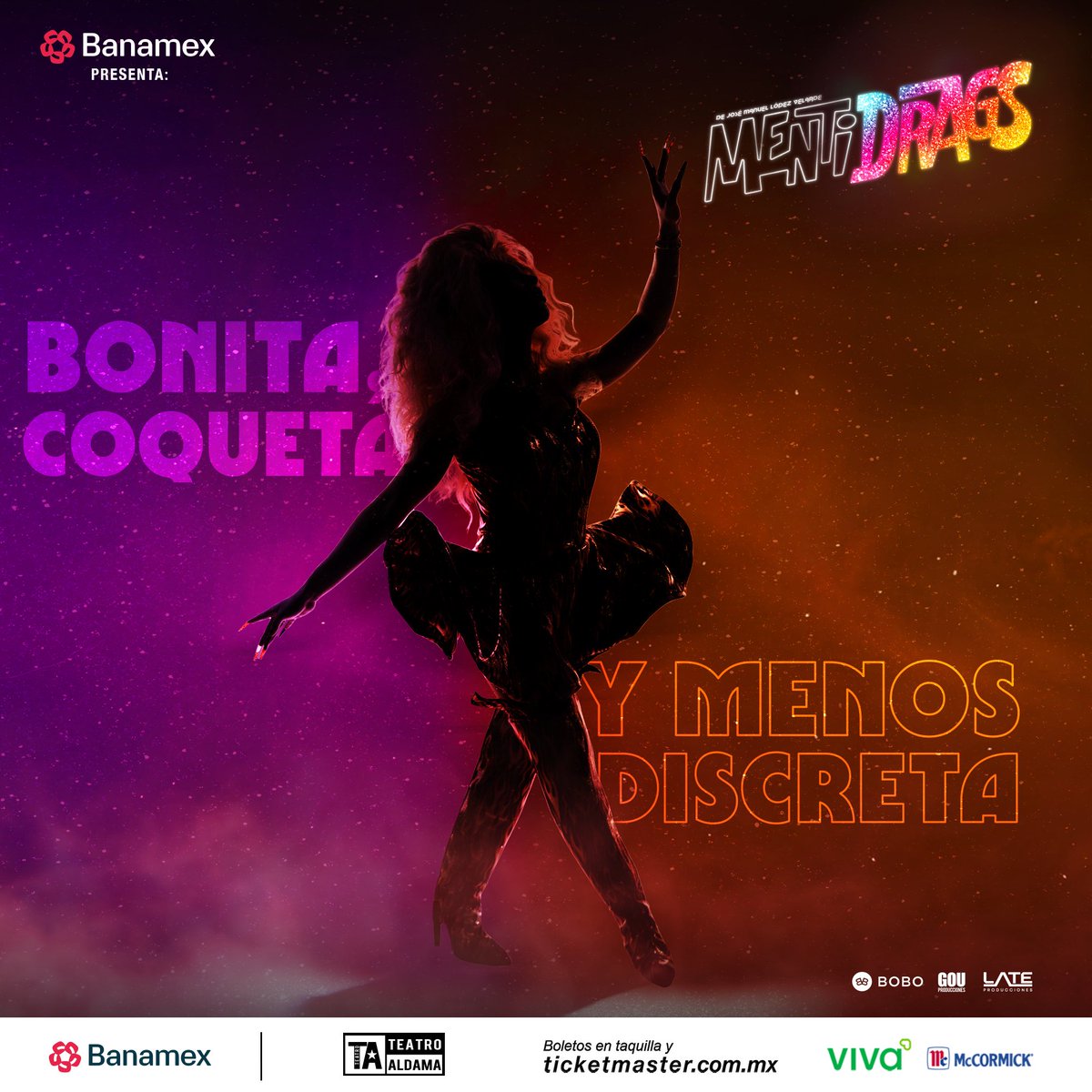 Próximamente una nueva Lupita llega a #MentiDrags. 🧡💋

Ella estará más que lista para dejar de ser discreta y conquistar tu corazón. Solo quedará decirle ¡YO TE AMO! 👄💄

Una secretaria léxicamente bilingüe en el escenario con más glamour del teatro musical en México. 🐆📝