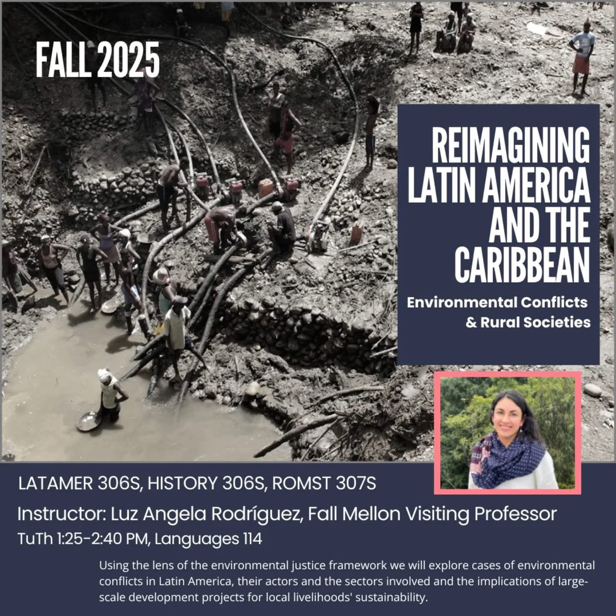 La profesora <a href="/LuzARodriguezR/">Luz Rodríguez</a> del Departamento de Desarrollo Rural y Regional de <a href="/fearpuj/">Facultad de Estudios Ambientales y Rurales</a> <a href="/UniJaveriana/">Pontificia Universidad Javeriana</a> hace lugar en la formación global sobre la justicia ambiental y los conflictos ambientales, sus actores y las implicaciones de proyectos de desarrollo a gran escala para la