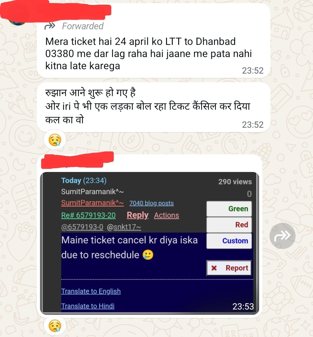 मुद्दतों बाद एक ट्रेन मिली थी जिसमें बुकिंग अच्छी हो रही थी। पर लोग अब टिकट कैंसल करने लगे हैं। 
जी हां, हम बात कर रहे हैं 03379/80 DHN LTT DHN AC SPL की।
इस ट्रेन के रेक से DHN CDG DHN AC SPL चला कर <a href="/Srdencdhn/">Sr. DEN/Co-Ordination/DHN</a> @acm2dhn <a href="/DhnDom/">SR DOM DHN</a> <a href="/drmdhnecr/">DRM/DHANBAD</a> ने इस ट्रेन को बर्बाद कर दिया <a href="/GM_ECRly/">GM/ECR</a>