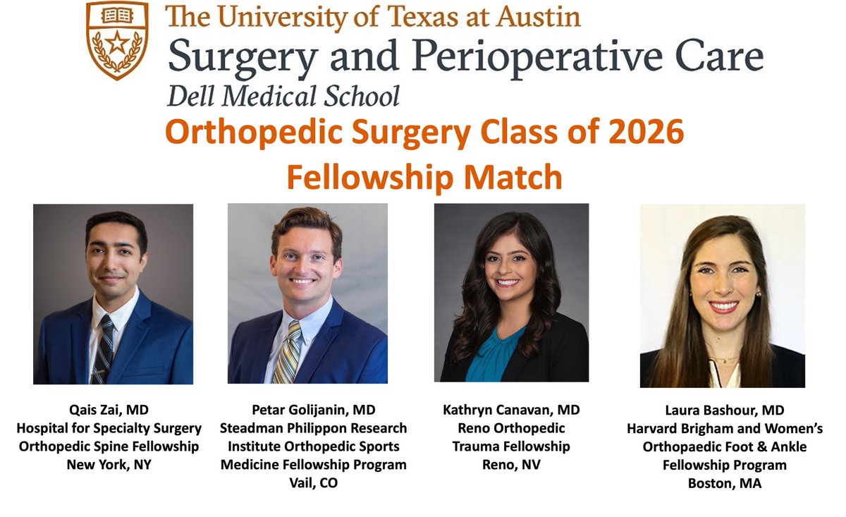 AJ Johnson MD (@aj_johnsonmd) on Twitter photo Congratulations to our freshly matched PGY4s! So proud of you! π€π½β¦<a href="/UTOrthoSurgery/">Orthopaedic Surgery Residency at UT Austin</a>β© β¦<a href="/DellMedSchool/">Dell Medical School</a>β© β¦<a href="/uthealthaustin/">UT Health Austin</a>β© Congratulations to our freshly matched PGY4s! So proud of you! π€π½β¦<a href="/UTOrthoSurgery/">Orthopaedic Surgery Residency at UT Austin</a>β© β¦<a href="/DellMedSchool/">Dell Medical School</a>β© β¦<a href="/uthealthaustin/">UT Health Austin</a>β©