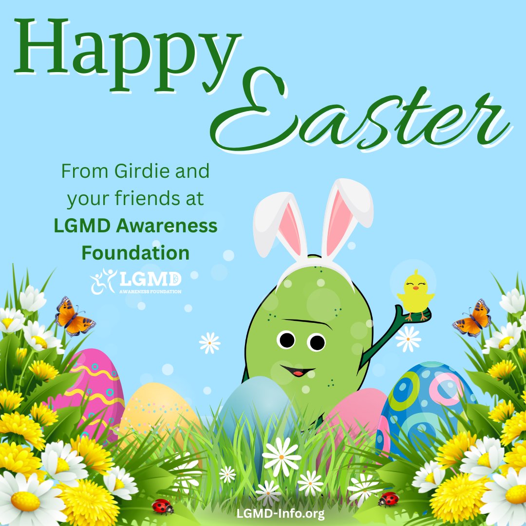 💚 Happy Easter and Happy Spring!

💚 Girdie, our LGMD Ambassador, hopes you are adding a little "lime green for LGMD awareness" to your weekend plans.

#LgmdAwareness
#LimeGreen4LGMD
#TogetherWeAreStronger