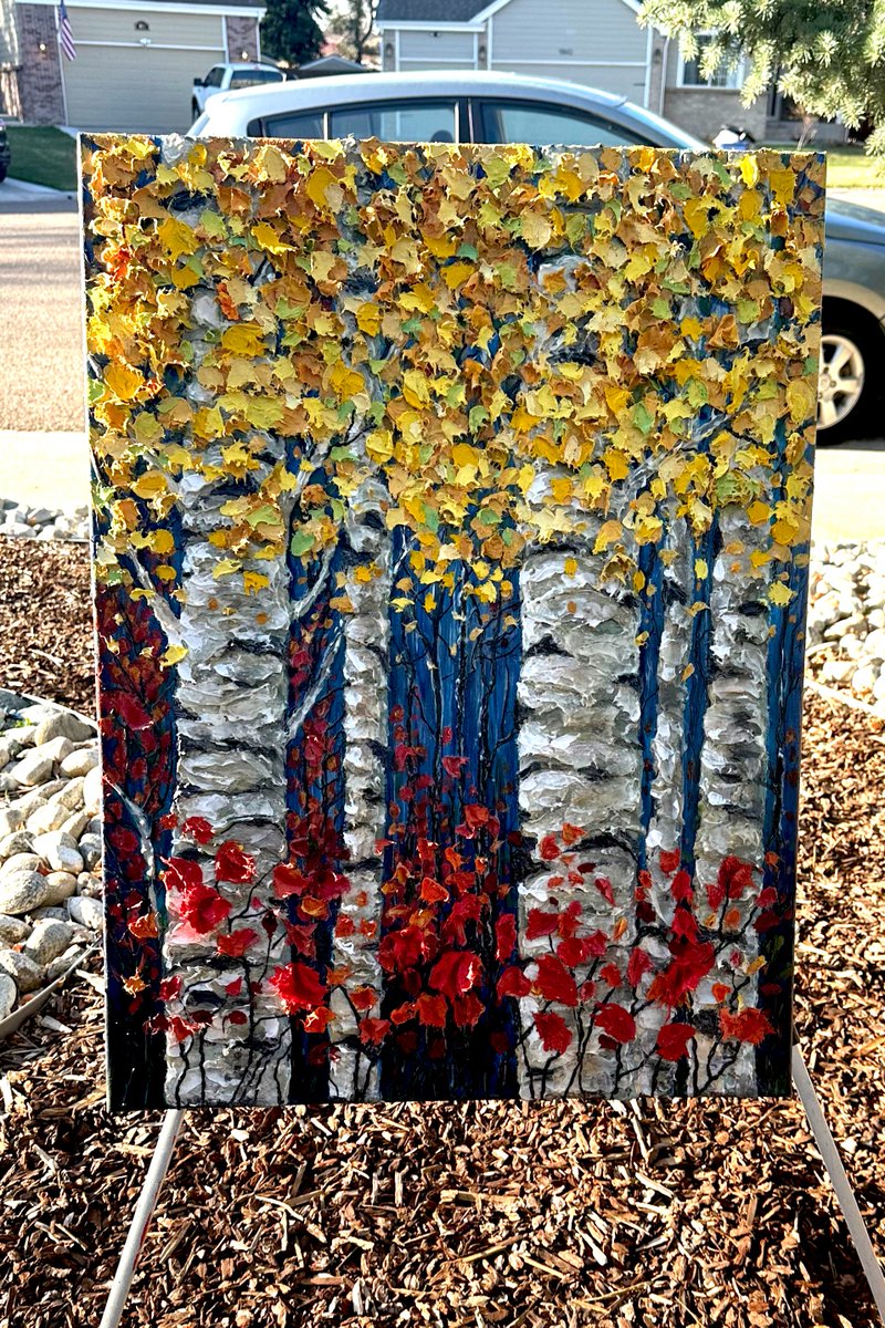 🌲 "NEW PAINTING ALERT! 🌟
‘Enchanted Aspen Grove’ is now live on
singulart.com/en/artworks/le…
Swipe to see close-ups of those buttery-thick palette knife strokes (up to 1cm deep!).
This 24"x36" original isn’t for sale—but I’m opening 3 commission slots for custom aspen/birch forests