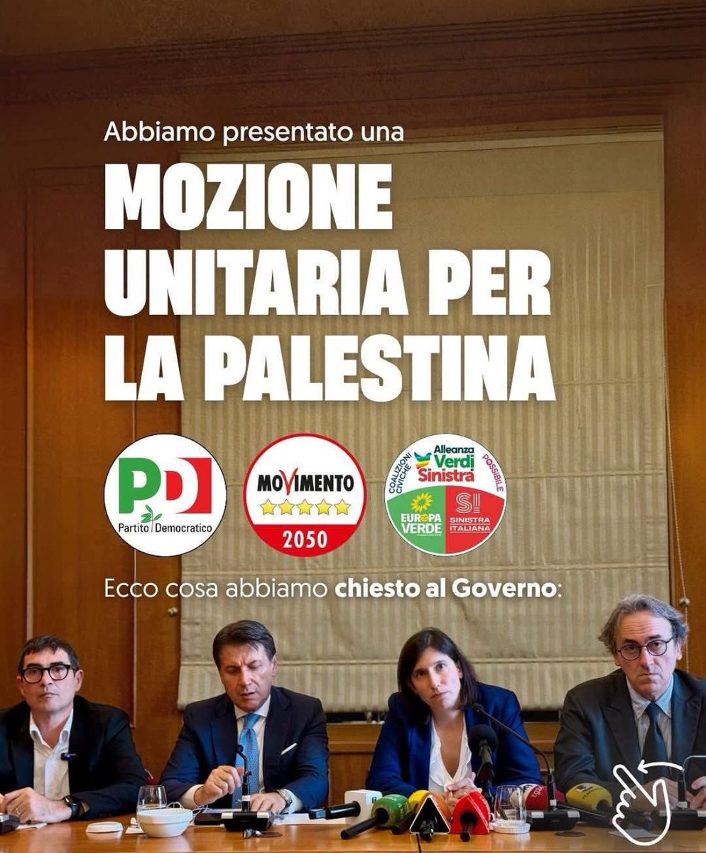 L'ennesima prova della fine d'una legittima speranza d'avere un Partito Socialdemocratico moderno ed europeista in Italia.
La #Schlein schiacciata tra le giravolte politiche di #Conte e le posizioni d'estrema sinistra del duo #Bonelli #Fratoianni.
Immagine emblematica.