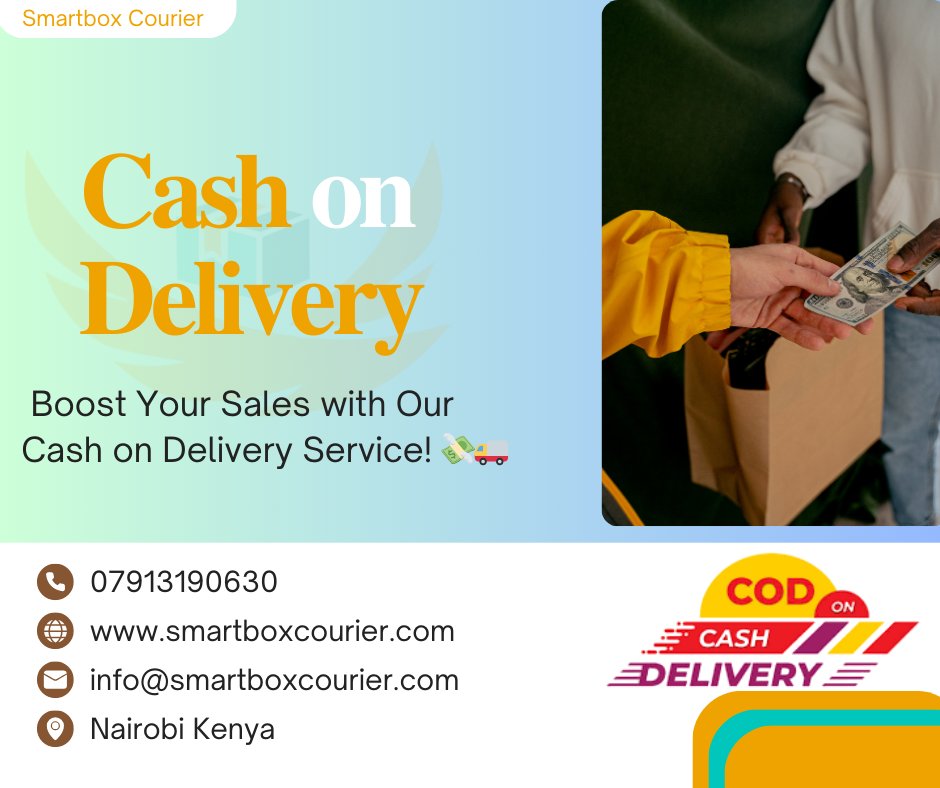 Sell more. Worry less. 💰📦
With Smartbox’s Cash on Delivery service, your customers only pay when the order arrives!
We deliver, collect the cash, and settle with you—no stress, just sales.
  Perfect for small businesses &amp; online stores.
Let’s make delivery your growth engine