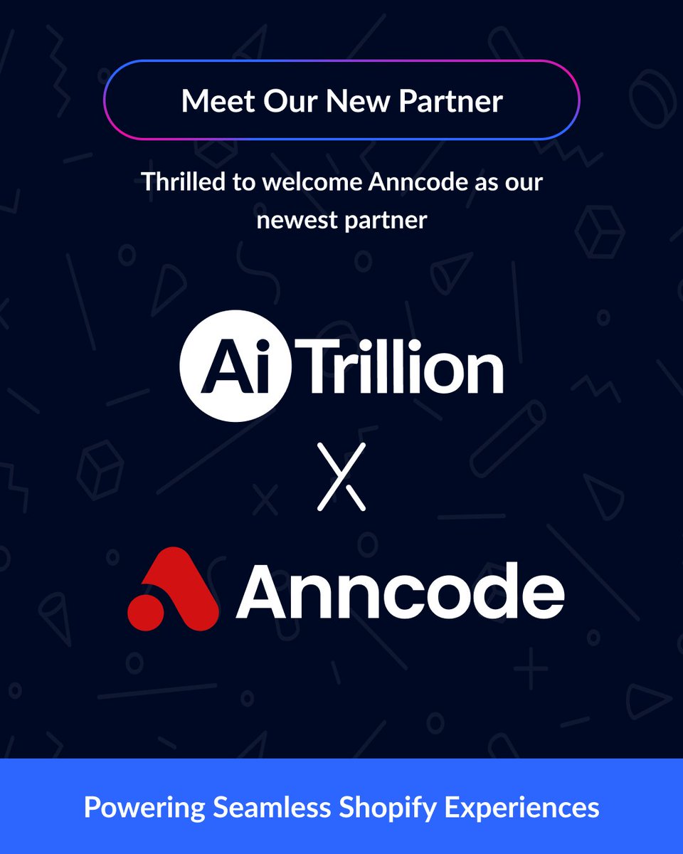 AiTrillion's tweet photo. 🤝Excited to welcome @AnncodeHub as our newest partner!
Together, we’re powering seamless @Shopify experiences with innovation at the core.
Install @AiTrillion on @Shopify: 🔗https://t.co/m2jmaqmxwQ
#AiTrillion #Shopify #partnership #businesscollab #EcommerceTools #froto #itfc https://t.co/8EEQ2lV90J
