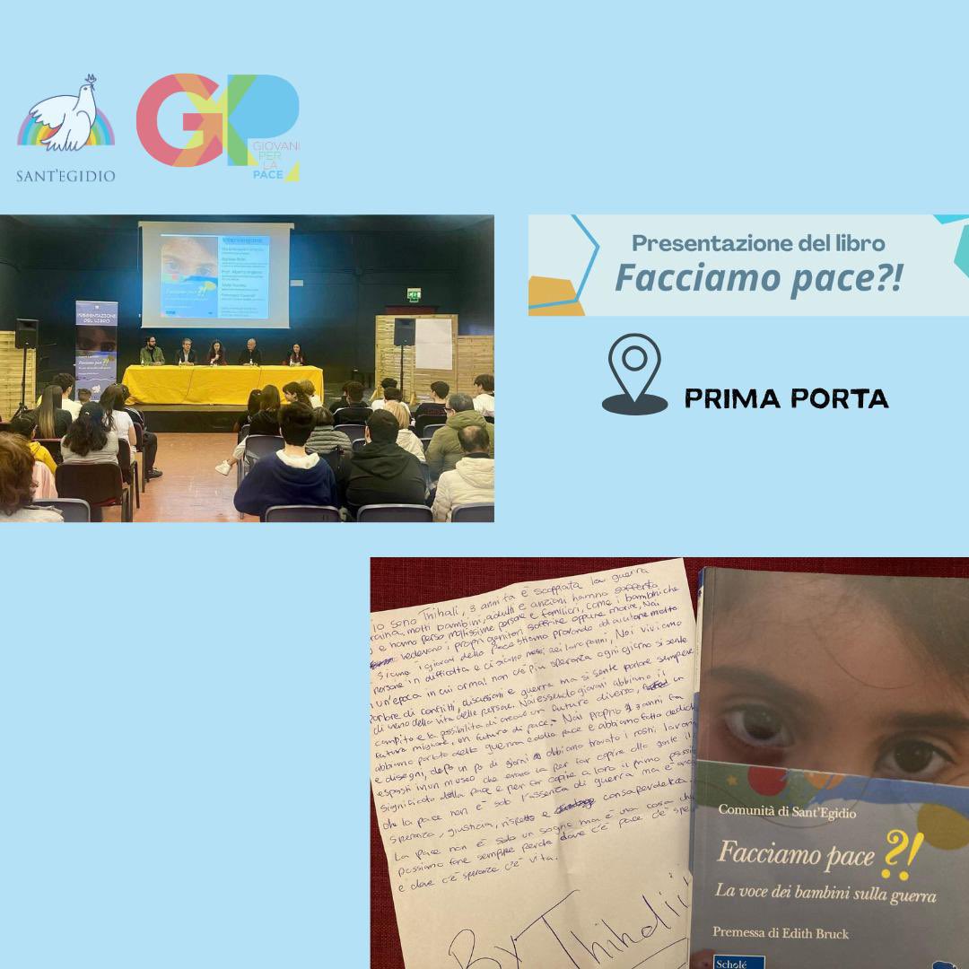 gxlapace's tweet photo. Facciamo Pace?! continua il suo viaggio nei quartieri di Roma, portando messaggi nati dalle parole dei bambini delle #scuoledellapace di @santegidio di tutto il mondo. “La #pace si costruisce ogni giorno, non lasciando nessuno da solo” #educazioneallapace #Roma #FacciamoPace https://t.co/fT8X7525Wn