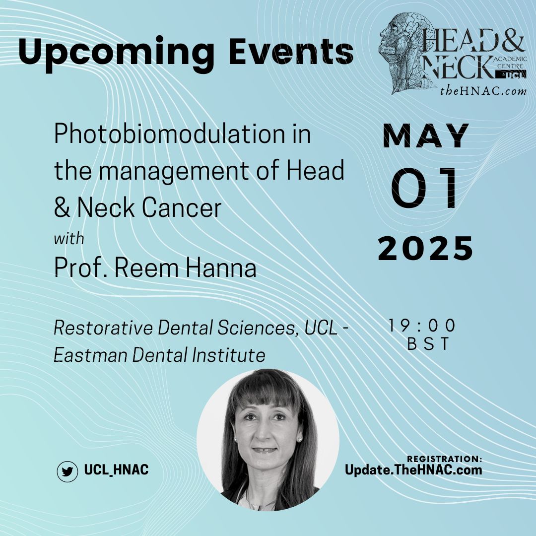 UCL Head & Neck Academic Centre (@ucl_hnac) on Twitter photo 👉 We are back with our 2025 free lectures
We are kicking off on 01 May with our colleague from <a href="/ucleastman/">UCL Eastman</a> , Prof. Hanna.
Register: update.theHNAC.com
#twittermed #dental 👉 We are back with our 2025 free lectures
We are kicking off on 01 May with our colleague from <a href="/ucleastman/">UCL Eastman</a> , Prof. Hanna.
Register: update.theHNAC.com
#twittermed #dental