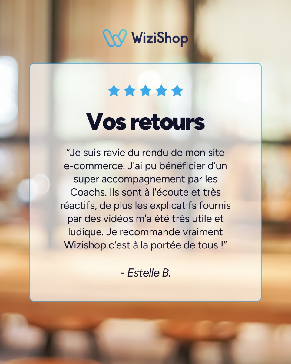 Merci à tous nos e-commerçants pour leur fidélité et leurs précieux témoignages ✨

Une question, un besoin ?
Nos Business Coachs sont toujours là pour vous 👋 

Vous aussi, n'hésitez pas à nous partager vos retours sur WiziShop 🫶