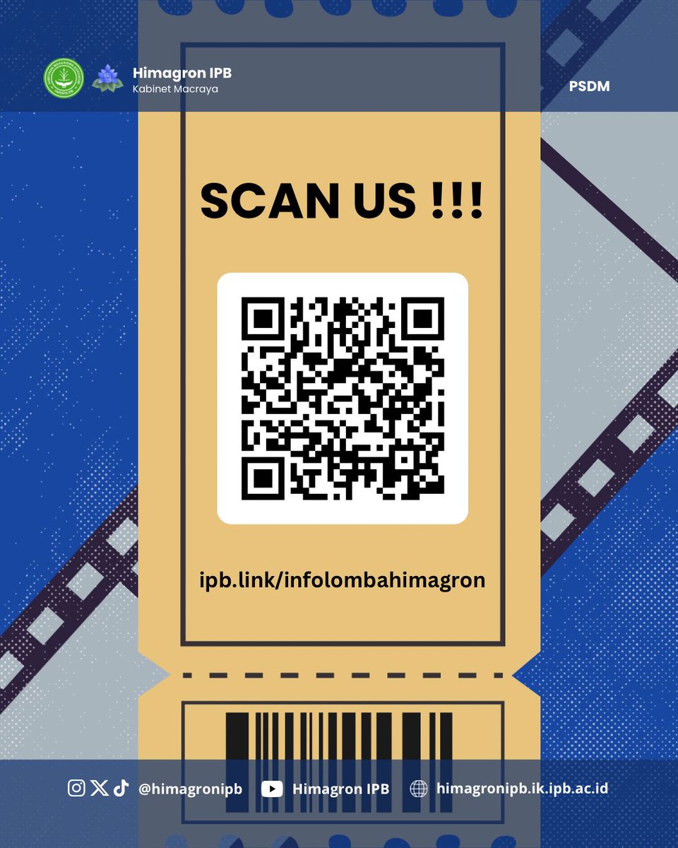 [INFO LOMBA]
🌱 Hai, Agronomist! 🌾
Saatnya tunjukkan potensi terbaikmu dan ukir prestasi di berbagai kompetisi nasional yang keren ini! Contact Person:📱 Jonathan Melvin Situmorang – 085260547368📸 Instagram: @psdmHimagron