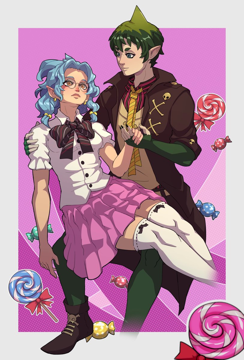 A sweet couple. Comm of Amaimon from Blue Exorcist with <a href="/ChuChuS3npai/">MwahChuu 🔞</a> oc Neru, Thanks so much!