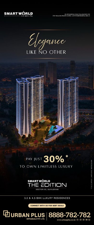 UrbanPlus's tweet image. Elegance Like No Other
Welcome to Smart World - The Edition
Redefining Luxury living
Located in the heart of Sector 66, Gurgaon
Offering 3.5 &amp;amp; 4.5 BHK Residences – your dream home is within reach!
Call 8888-782-782, Visit urbanplus.co.in
#Smartworld #TheEdition #UrbanPlus