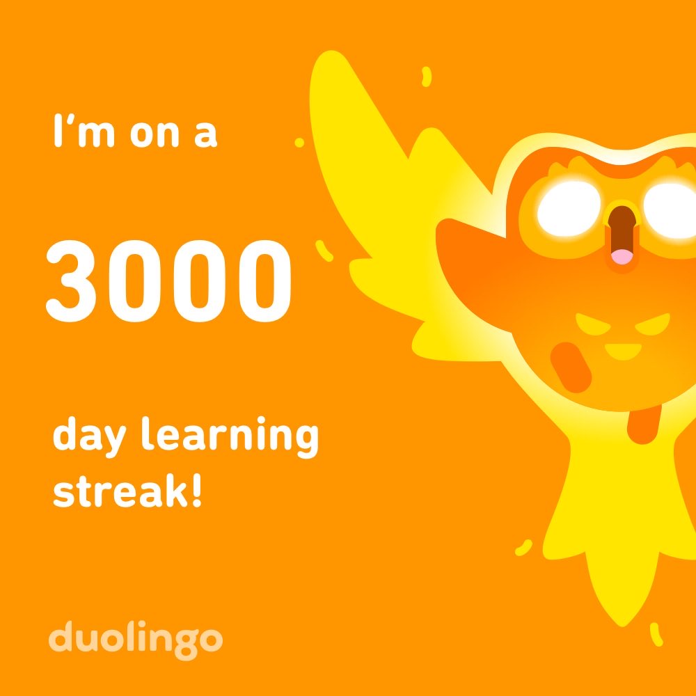 3000 continuous days and 303000xp on Duolingo Italian…. That’s commitment