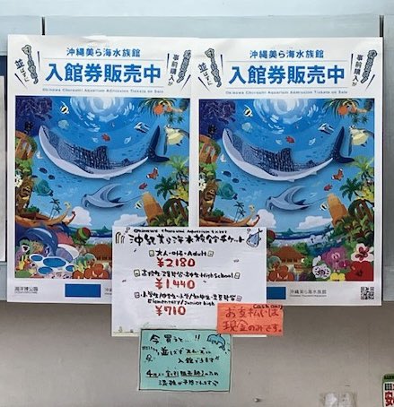 美ら海水族館前売り券販売中🐳／ 沖縄自動車道 伊芸SA下り線・中城SA