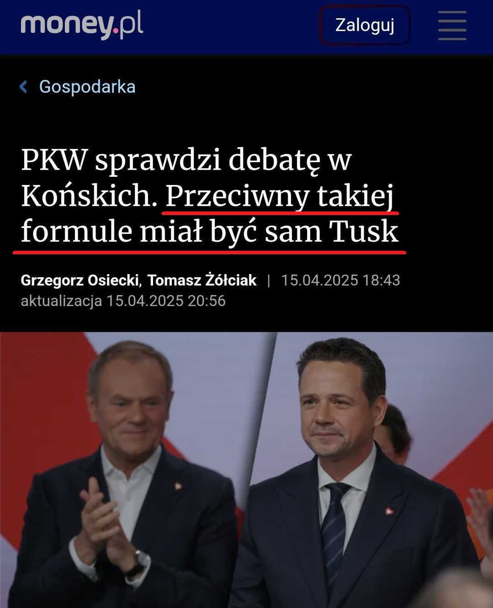 ‼️ Nie ma takiego dowodu, powtarzamy jeszcze raz. Jest nawet nagroda pół miliona funtów dla człowieka, który wskaże cień dowodu, że <a href="/donaldtusk/">Donald Tusk</a> był zwolennikiem debaty w Końskich. Po prostu był przeciw, proszę to sobie wyobrazić. Był przeciw albo był za, nie wiemy, ale istnieje