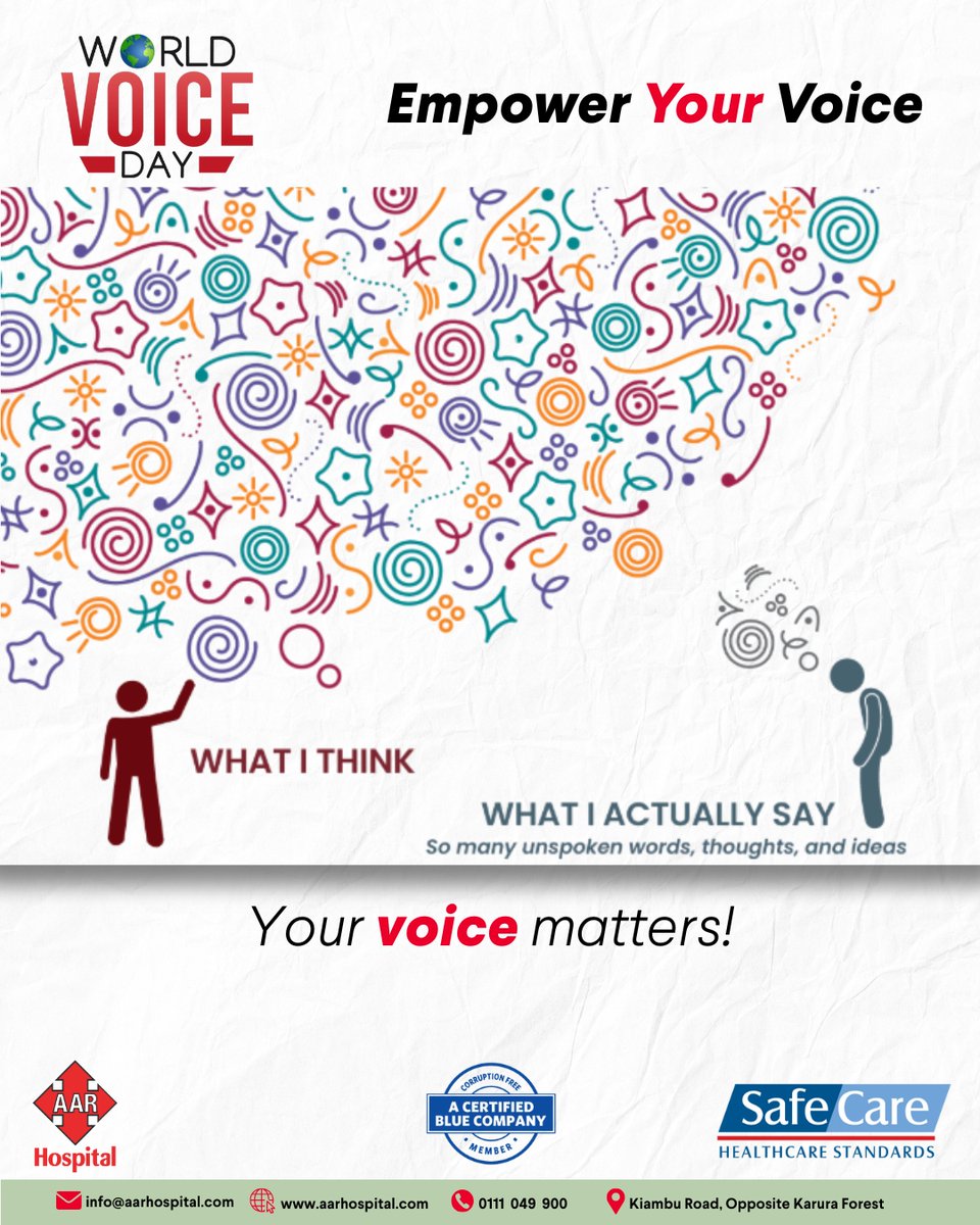 Today, we join the entire globe in commemorating World Voice Day!

This year's theme is "Empower Your Voice" focusing on vocal health and the critical part that your voice plays in how you communicate with the world around you.

Happy World Voice Day!

#aarhospital #WorldVoiceDay