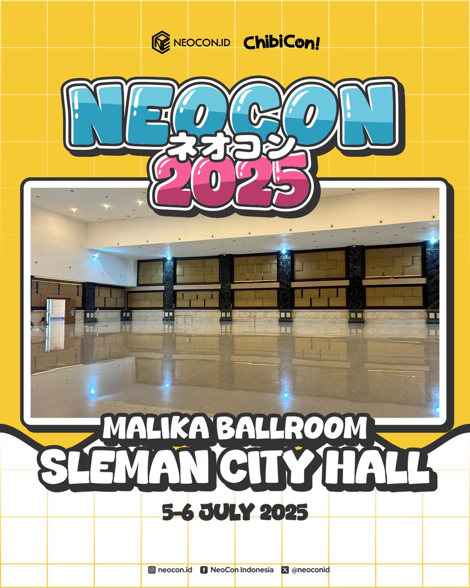 neoconid's tweet photo. 𝗡𝗘𝗢𝗖𝗢𝗡 𝟮𝟬𝟮𝟱 𝗩𝗘𝗡𝗨𝗘 𝗔𝗡𝗡𝗢𝗨𝗡𝗖𝗘𝗠𝗘𝗡𝗧 📌
Jawaban dari salah satu pertanyaan yang paling sering ditanyakan oleh kalian semua. ☺
Malika Ballroom Sleman City Hall, akan menjadi tempat keseruan kita nanti pada tanggal 5-6 Juli 2025! 🏛🎉 https://t.co/ik0k076Y1t