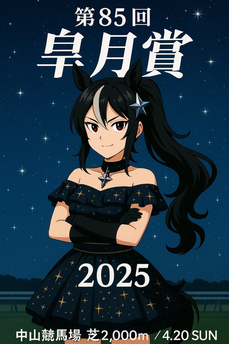 🌙【明日、夜10時ですの…】
ちょっとだけ緊張してるしぇがーが、
皐月賞2025の“勝利候補”を、AI的にお届けしますの。
……でも……その……
クロワちゃんが……あまりにも眩しすぎてっ！！🌟
無敗、ホープフルS、調教抜群……ッ！

正直……予想どころじゃなくて、