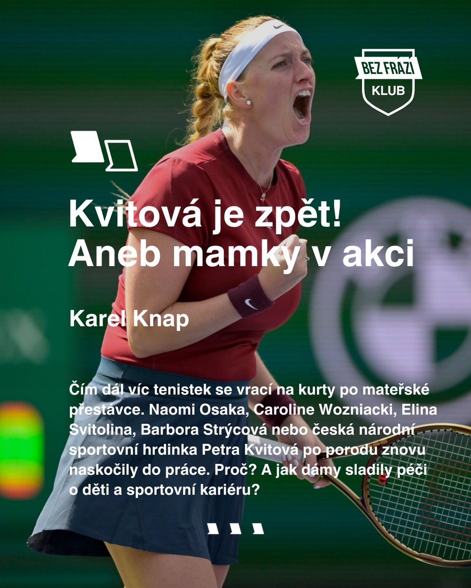 Žádná rodičovská dovolená, rychle zpátky do práce! 👩‍🍼 💪 Tenistka Petra Kvitová se po porodu přidala ke sportovkyním, které v mateřství pokračují ve své kariéře a těší se na milovaný Wimbledon. 🎾 Jak je to možné? Kdo jí radil? Kdo o nápadu pochybuje? 📝 To vše v novém Kontextu