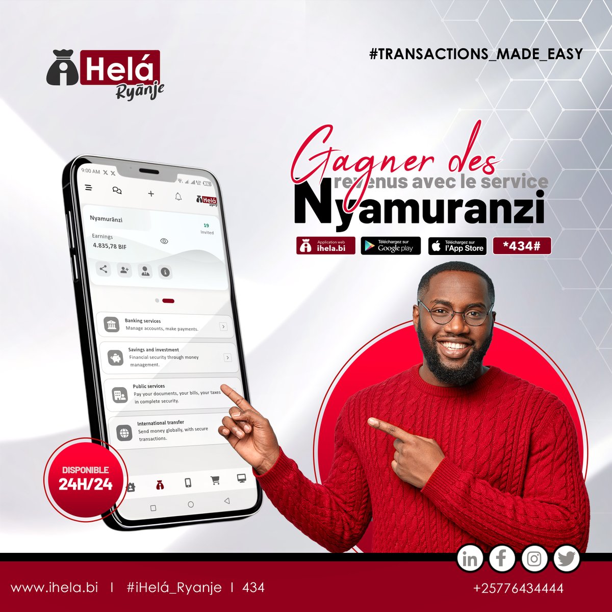 IhelaU's tweet image. 💸 Gagnez des revenus facilement ! Avec Nyamuranzi, vous êtes rémunéré à chaque transactions de📥 Dépôts agent | 📤 Retraits agent | 🛒 Paiements marchands |🧾 Paiement de factures
Etc, effectuées par les clients que vous avez référés.
#cashpoints
#Agent
#Nyamuranzi
#IhelaRyanje