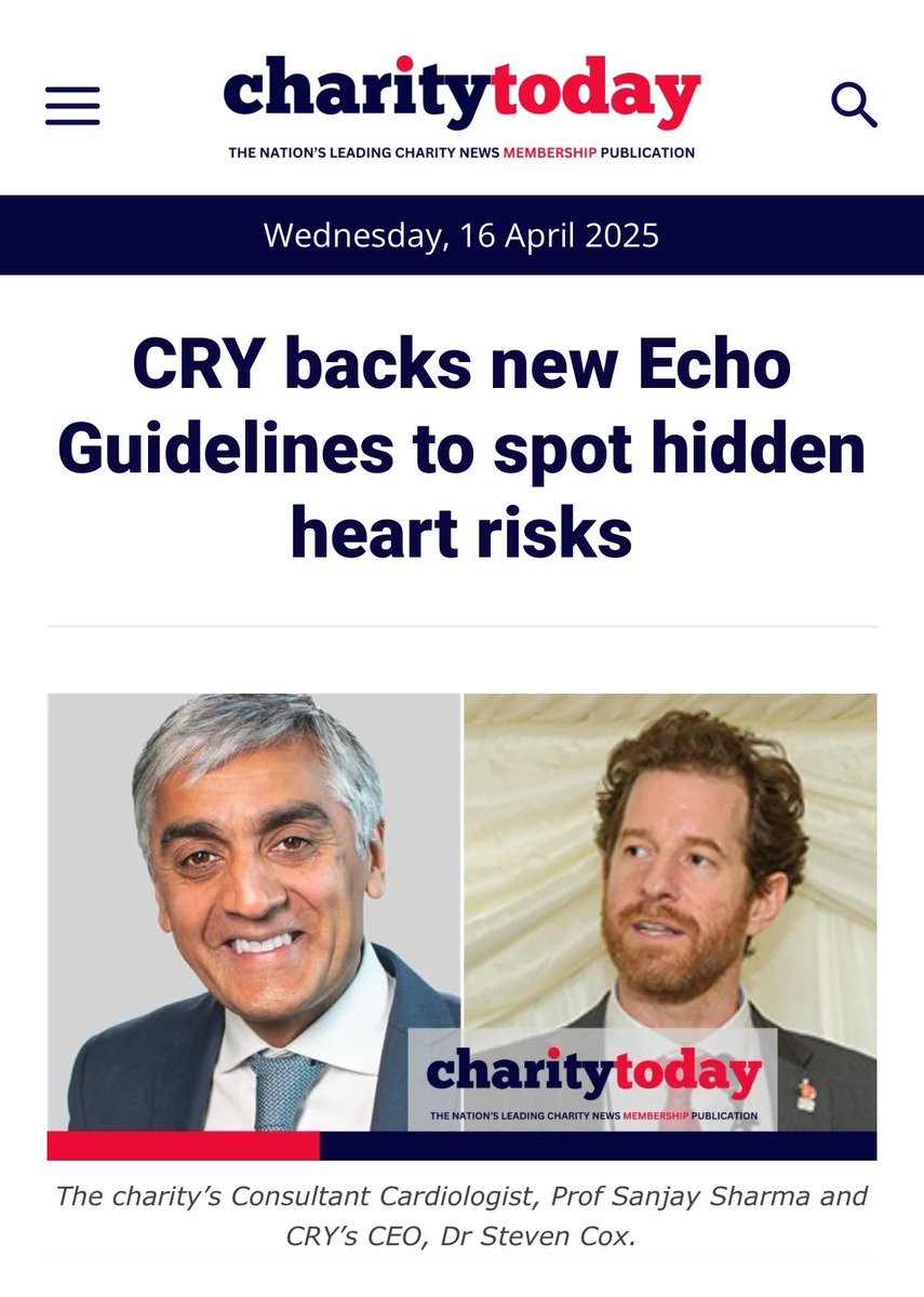 Proud to share important news across the n-f-p industry media. Endorsed by <a href="/CRY_UK/">CRY</a> with expert narrative and input from the charity’s Consultant Cardiologist <a href="/SSharmacardio/">Sanjay Sharma</a> - this societal guideline is being hailed a real game changer <a href="/BSEcho/">BSEcho</a> shorturl.at/9MdgM #12aweek