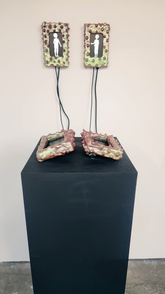 EphemeralMedia's tweet image. Sarah Rothberg&apos;s FOREVER MEETINGS interactive AI exhibition at @bitforms gallery.