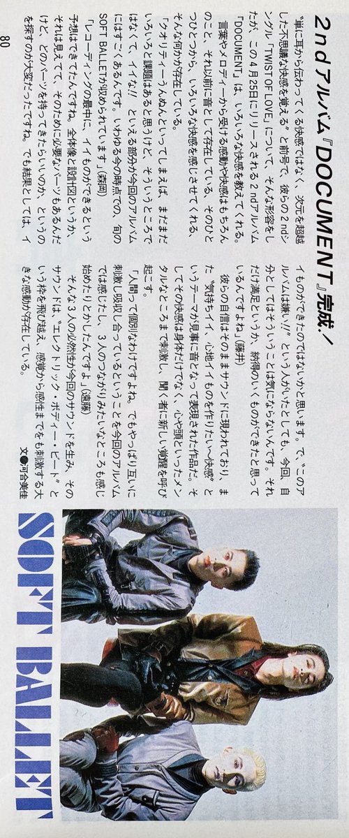 SOFT BALLET 2ndアルバム『DOCUMENT』 （1990年4月25日発売） ㊗️35周年