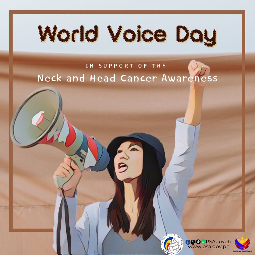 PSAgovph's tweet photo. 🎤🌍 World Voice Day 2025: “Resonate, 
Educate, Celebrate” 🌍🎤 

This year, while we honor the beauty, power, and importance of the human voice, we also highlight the plight of those whose voices are at risk — especially those of health concerns. 

Our voice serves as an essential means for communication and expression, as well as an indicator of our general health. Recent reports in the Philippines have pointed out an increasing worry regarding head and neck cancers, particularly among younger people. These circumstances can significantly affect a person's capacity to communicate, eat, and breathe — highlighting the necessity for early diagnosis and awareness more than ever. 

This World Voice Day, let’s celebrate the voices that motivate us and ensure their protection. 

Speak out for health. Lend your voice to promote awareness. Speak up for those who might be losing their voice. 

#WorldVoiceDay #VoicesCount #EmpowerVoices #HeadAndNeckCancerAwareness #VocalHealth #TimelyDetectionSavesLives 

Related article: https://t.co/hSYNJP4wIl