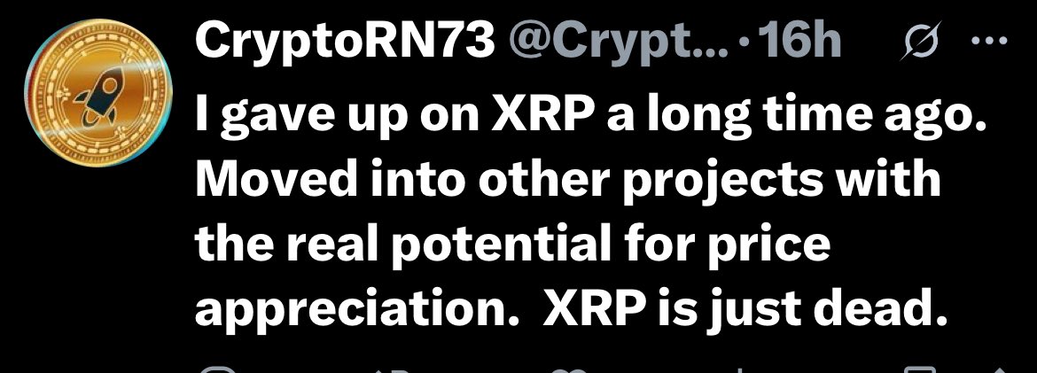 MrManXRP's tweet photo. You will see a lot more of this‼️
 
What you’re seeing in that post is the exhaustion phase of a long term psychological cycle. 

Retail investors, especially in assets like XRP, have been through years of regulatory uncertainty, suppressed price action, endless promises of “imminent adoption,” and watching other tokens pump while XRP stagnates. The effect is cumulative. It wears people down.

This phase isn’t about fundamentals anymore, it’s about emotional fatigue. People sell not because they’ve done deep macro research, but because they’re tired of waiting. Tired of narratives. Tired of ridicule. It’s the capitulation mindset that always shows up before a system level shift.

Meanwhile, institutions are positioning quietly, building infrastructure, integrating interoperability layers, regulatory clarity is coming into focus, and wholesale rails are being finalized behind the scenes. XRP’s design liquidity provision, trustless bridge asset, regulatory compliance was never retail focused in the short term. It was always infrastructure level, meant to move value across borders when new payment systems go live.

The people walking away now are the same ones who; if XRP ever does become a backbone asset will later say, “I was in early… I just didn’t hold long enough.”

- Hold the line. 🫡