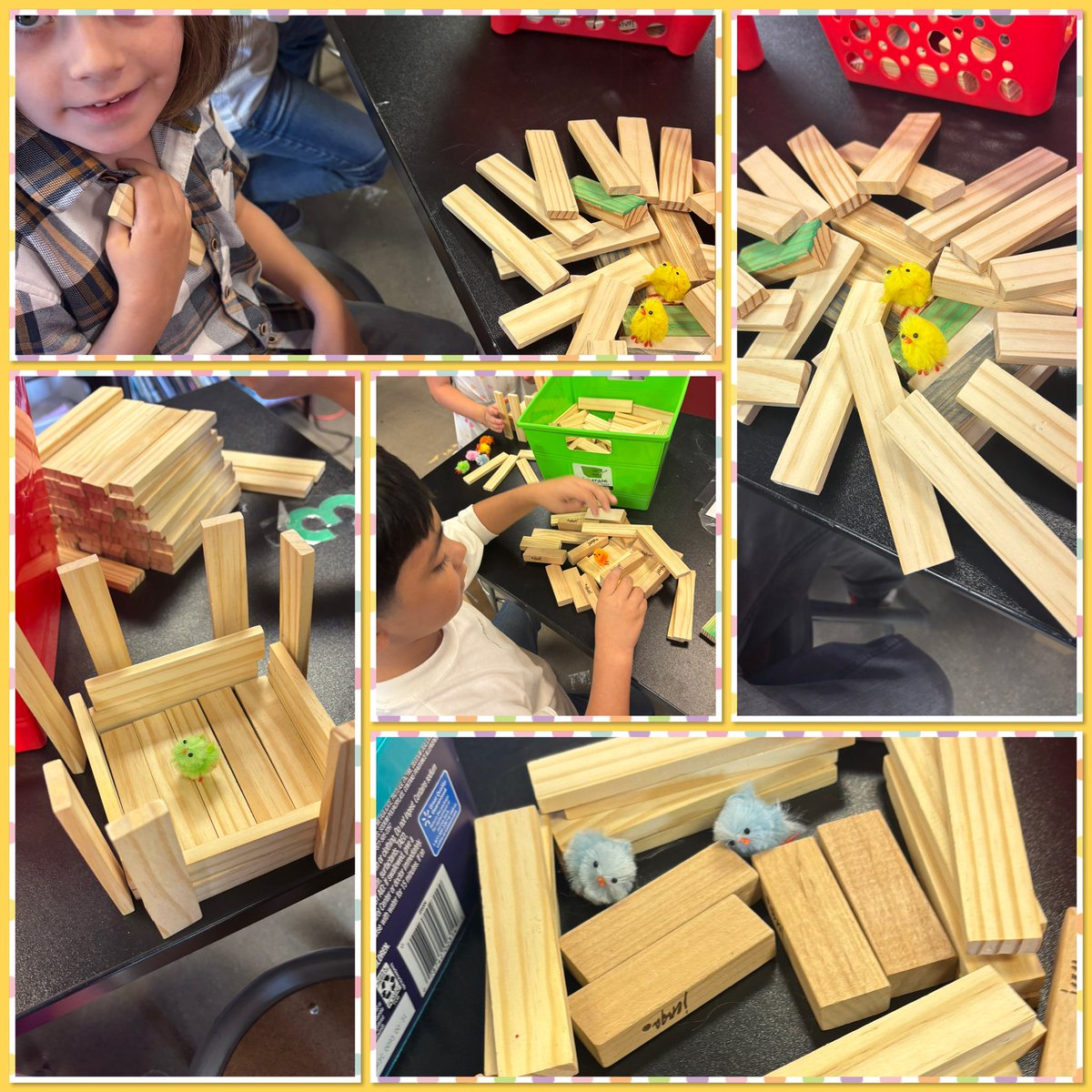 jaimehansendvu1's tweet photo. Spring is hatching in the #Makerspace—literally! Tiny chicks were our special guests this week, and our Kindergarten #STEM stars used @KEVAplanks to engineer safe and cozy structures for them. 🐥🐥🐣#STEMRocks #KindergartenInnovation #CanyonSpringsSTEM @CanyonSpringsDV @DVUSD https://t.co/3mP4JT7w8E