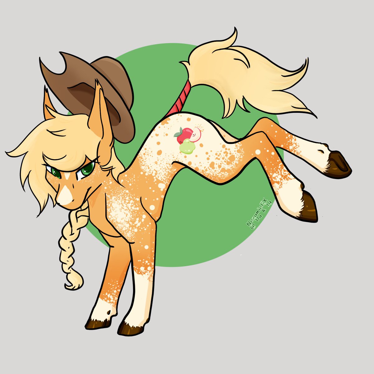Applejack redraw? Original was done in, like, 2022-2023? Ill attach it and the speedpaint below! ♡ 

I did 2 versions 
1 with a more complex background and a simple one that reflects the original a bit more. 

tiktok.com/t/ZP8ja9oL8/

#mlp #speedpaint #applejack #mylittlepony