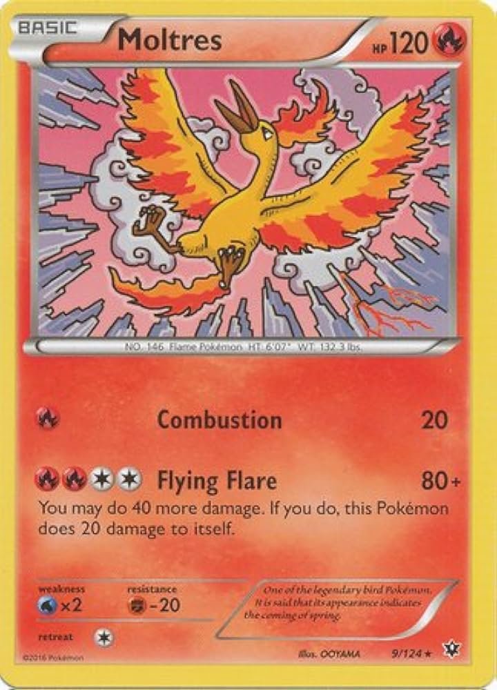 Camper_Rage's tweet photo. @SakurasCardShop I quickly looked through all the Moltres cards and decided this art from Fates Collide is so far its best rendition. Moltres is definitely a challenging (ugly lol) Pokemon design that requires a distinctive art style to carry it to success. https://t.co/bMsCdeMj0q