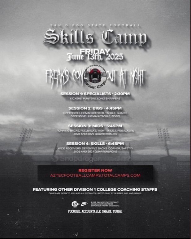 Thank you <a href="/AztecRecruits/">San Diego State Football Recruiting</a> for the camp invite!