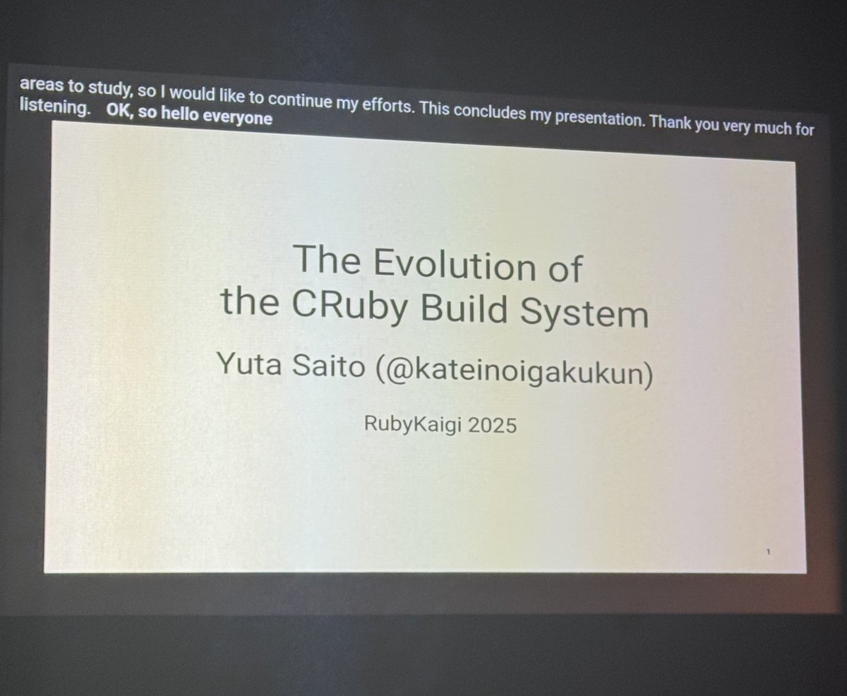 masaya_dev's tweet image. 歴史あるプログラミング言語のビルド速度改善に向き合ってる話、なかなか聞けないテーマなのでとても面白かった

#rubykaigi #rubykaigiA