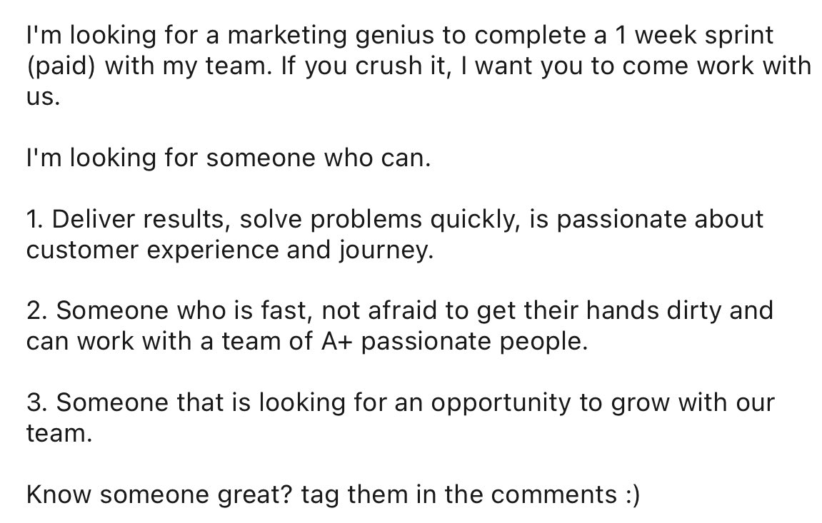 Anyone want a new job? 😉

(Obviously this is not my post…)