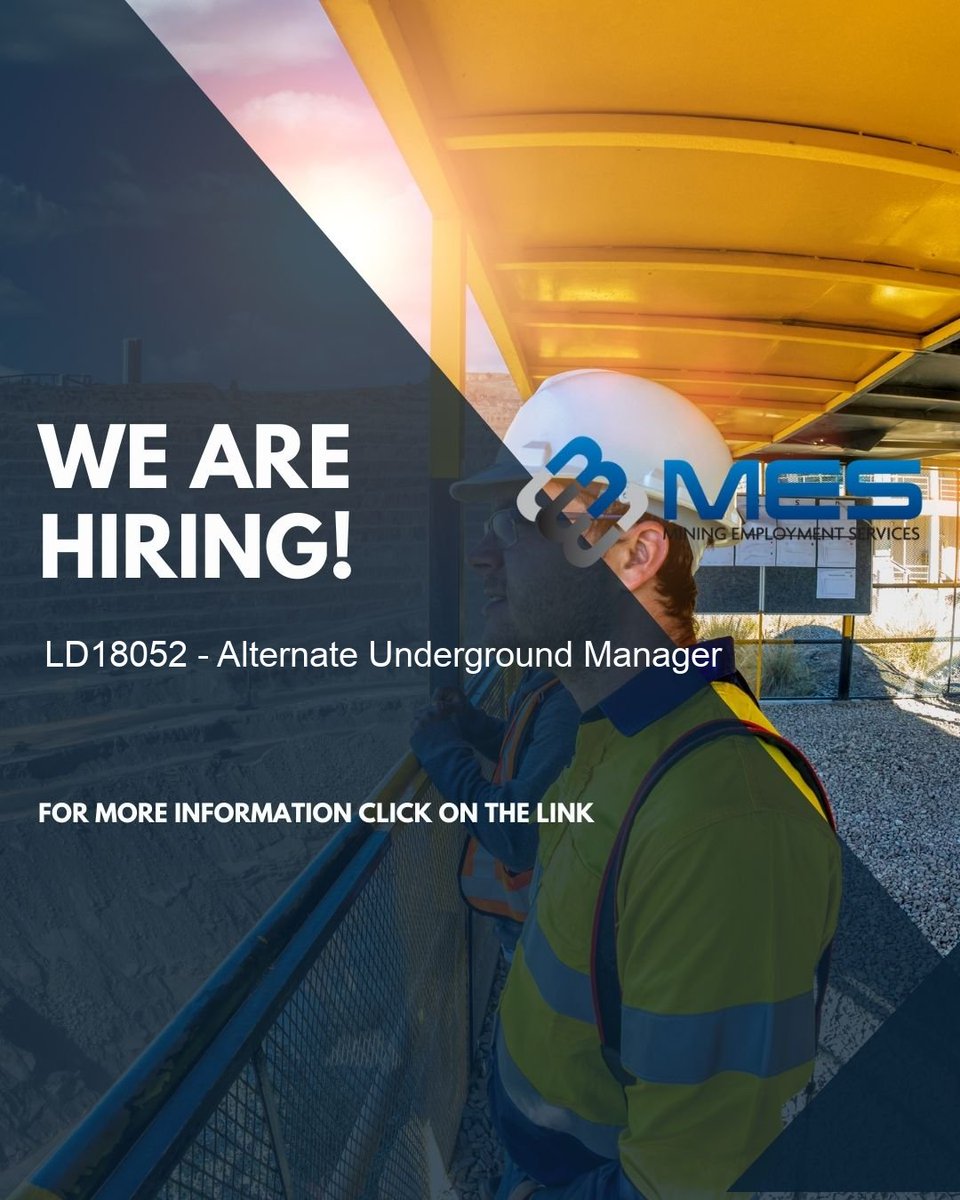 MESMiningJobs's tweet image. LD18052 - Alternate Underground Manager dlvr.it/TKB7qk #MiningJobs #UndergroundMining #GoldMining #JobOpening #MiningEmployment