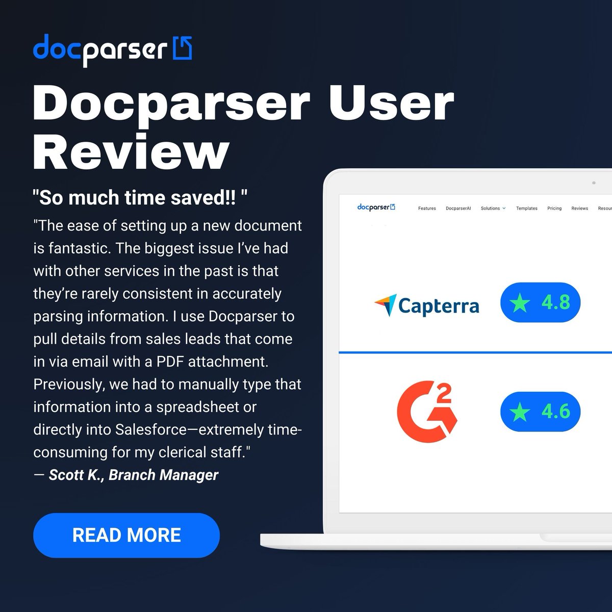 docparser's tweet image. Sales leads shouldn’t sit in inboxes waiting for manual entry.
With Docparser, one user turned PDF lead forms into an automated sales workflow.
See how they cut hours of admin from their week.
Read More Reviews: hubs.li/Q03hx7v_0
#SalesAutomation #DocparserReviews