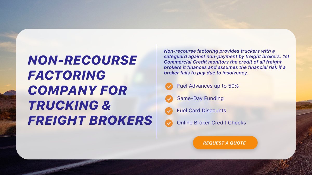 1stComCredit's tweet photo. WE MADE IT A SIMPLE PROCESS!

What Is A Non-Recourse Factoring Company For Trucking Companies?

Learn More:
https://t.co/tbu2iTXlph

#invoice #factoring #financing #services #freight #trucking #companies #fast #funding #1stcc https://t.co/CbShkS64ZH