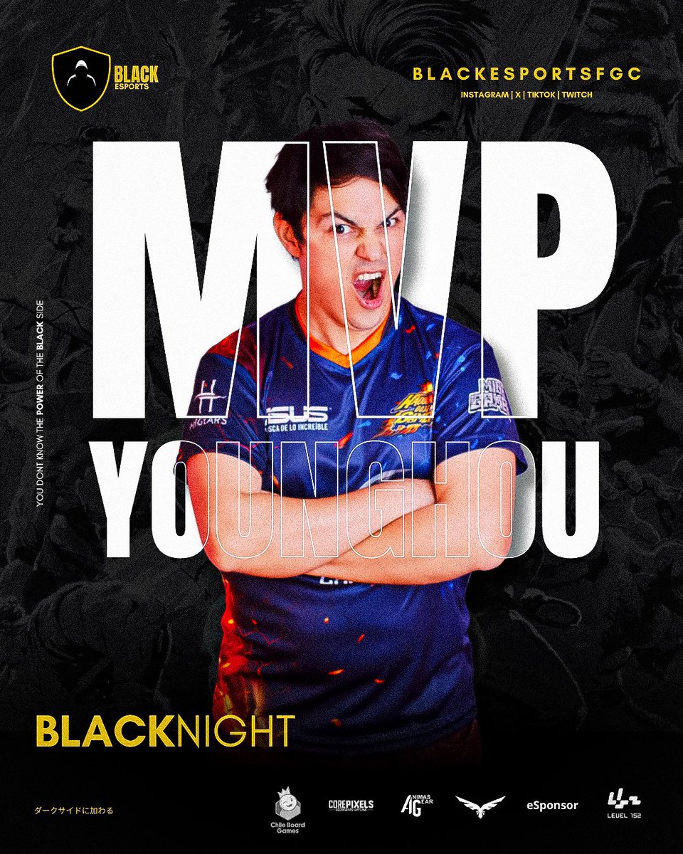 BLACK ESPORTS (@blackesportsfgc) on Twitter photo Con genial performance en una batalla con mucho hype y tensióm, <a href="/jovenhou/">🔥🥊HDG Younghou🔥🇨🇱</a> se queda por votación popular con el MVP de la jornada de #BlackNight de #SF6 con gran nivel con su creciente Bison, derrotando 5-4 a Misterio! Felicitaciones 🗿💪🏻 Con genial performance en una batalla con mucho hype y tensióm, <a href="/jovenhou/">🔥🥊HDG Younghou🔥🇨🇱</a> se queda por votación popular con el MVP de la jornada de #BlackNight de #SF6 con gran nivel con su creciente Bison, derrotando 5-4 a Misterio! Felicitaciones 🗿💪🏻