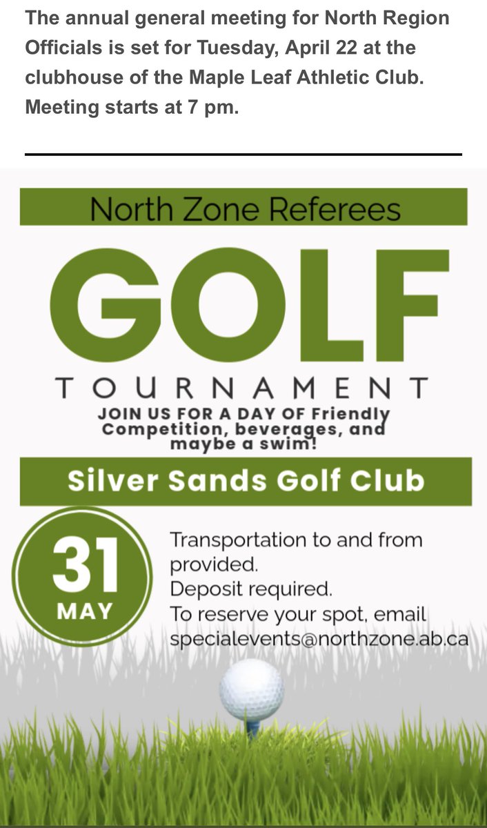 Here is some important information regarding our AGM and Golf Tournament