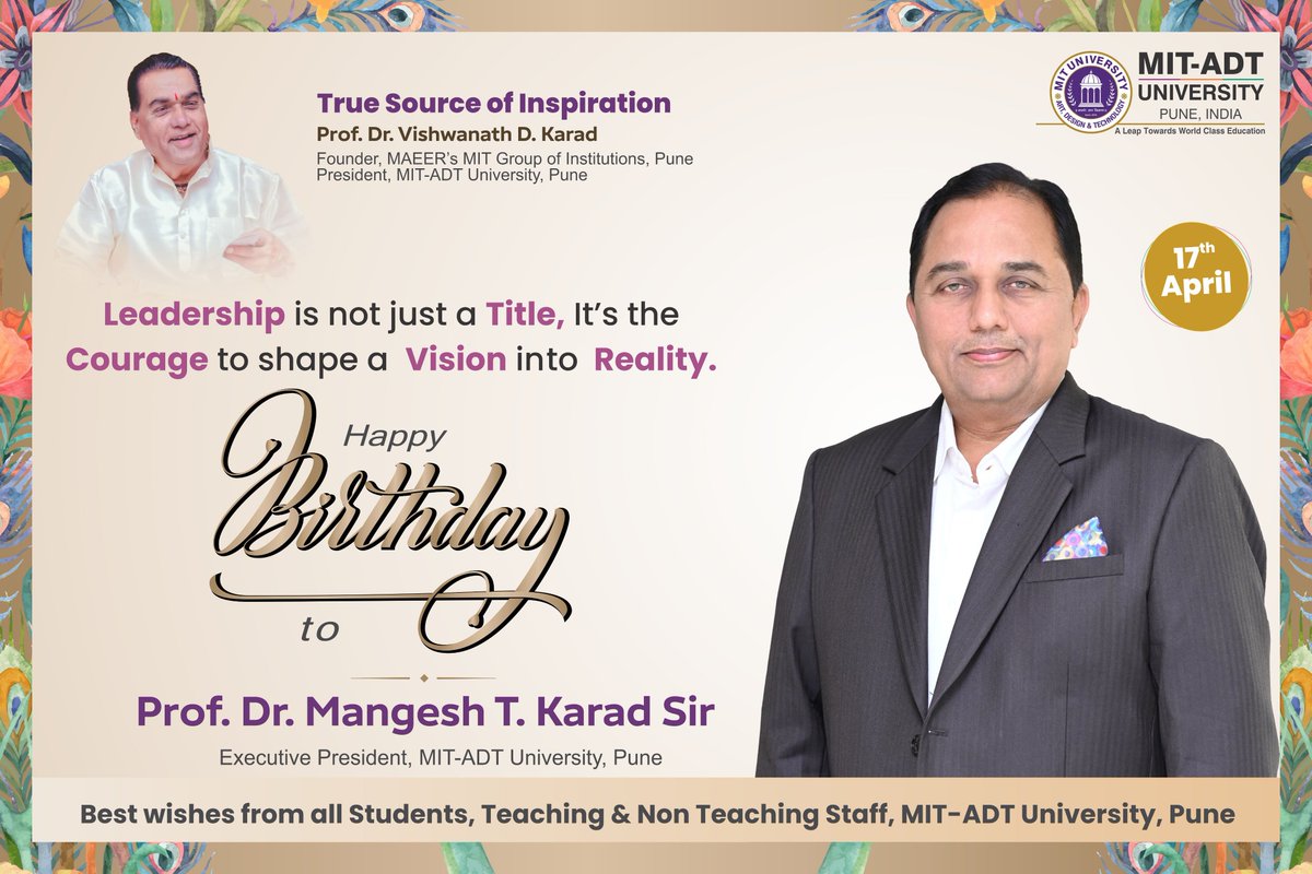 MIT-ADT University, Pune (@mitadtpune) on Twitter photo ๐๐๐ซ๐ฆ๐๐ฌ๐ญ ๐๐ข๐ซ๐ญ๐ก๐๐๐ฒ ๐๐ข๐ฌ๐ก๐๐ฌ ๐ญ๐จ ๐๐ฎ๐ซ ๐๐จ๐ง๐จ๐ซ๐๐๐ฅ๐ ๐๐๐๐๐๐ซ, ๐๐ซ. ๐๐๐ง๐ ๐๐ฌ๐ก ๐๐๐ซ๐๐!
W๐ ๐ฐ๐ข๐ฌ๐ก ๐ฒ๐จ๐ฎ ๐ ๐ฃ๐จ๐ฒ๐๐ฎ๐ฅ ๐๐ข๐ซ๐ญ๐ก๐๐๐ฒ ๐๐ง๐ ๐๐จ๐ง๐ญ๐ข๐ง๐ฎ๐๐ ๐ฌ๐ฎ๐๐๐๐ฌ๐ฌ ๐ข๐ง ๐๐ฅ๐ฅ ๐ฒ๐จ๐ฎ๐ซ ๐๐ฎ๐ญ๐ฎ๐ซ๐ ๐๐ง๐๐๐๐ฏ๐จ๐ซs.๐ ๐๐๐ซ๐ฆ๐๐ฌ๐ญ ๐๐ข๐ซ๐ญ๐ก๐๐๐ฒ ๐๐ข๐ฌ๐ก๐๐ฌ ๐ญ๐จ ๐๐ฎ๐ซ ๐๐จ๐ง๐จ๐ซ๐๐๐ฅ๐ ๐๐๐๐๐๐ซ, ๐๐ซ. ๐๐๐ง๐ ๐๐ฌ๐ก ๐๐๐ซ๐๐!
W๐ ๐ฐ๐ข๐ฌ๐ก ๐ฒ๐จ๐ฎ ๐ ๐ฃ๐จ๐ฒ๐๐ฎ๐ฅ ๐๐ข๐ซ๐ญ๐ก๐๐๐ฒ ๐๐ง๐ ๐๐จ๐ง๐ญ๐ข๐ง๐ฎ๐๐ ๐ฌ๐ฎ๐๐๐๐ฌ๐ฌ ๐ข๐ง ๐๐ฅ๐ฅ ๐ฒ๐จ๐ฎ๐ซ ๐๐ฎ๐ญ๐ฎ๐ซ๐ ๐๐ง๐๐๐๐ฏ๐จ๐ซs.๐