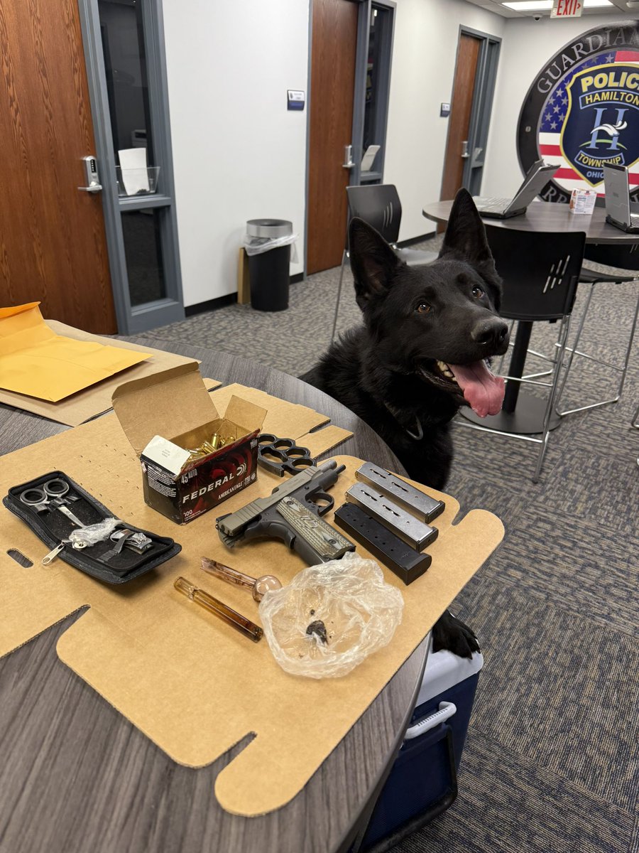 While you were sleeping our officers were keeping you safe. A traffic stop was conducted for a fictitious plate. A K9 sniff was conducted and heroin and drug paraphernalia were found. Additionally, a loaded handgun was located resulting in several criminal charges.