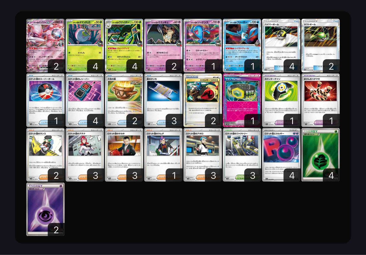 ロケット団のミュウツーデッキ(ミュウツーワナイダー)はロケット構築