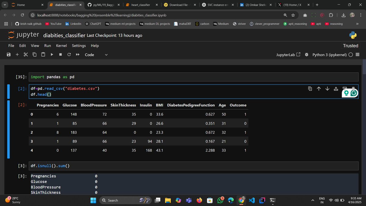 OmkarShelk34009's tweet image. #ML learning update

completed the last exercise today 

#ML #codebasics #bagging