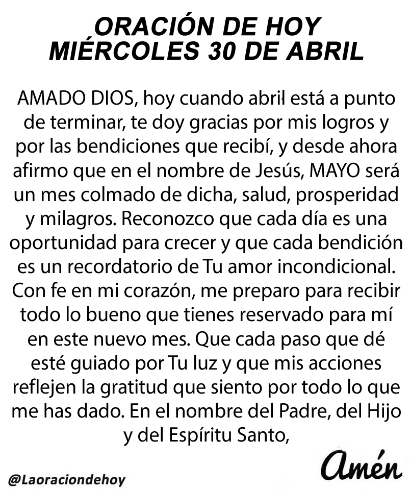 laoraciondehoy's tweet photo. Oración diaria para hoy miércoles 30 de abril de 2025 https://t.co/q6IxKCjsyY